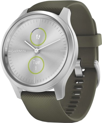 Гибридные умные часы Garmin Vivomove Style (серебристый/зеленый)