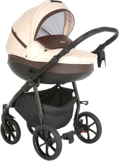 Универсальная коляска Tutis Nanni 2021 (3 в 1, кожа, светло-бежевый/темно-коричневый, 398)