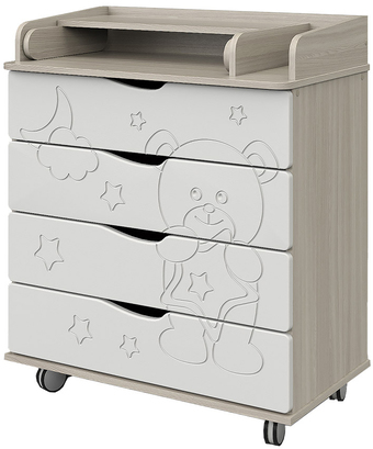 Детский комод Pituso Мишутка Орион 804 (шимо светлый/белый)