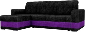 Угловой диван Mebelico Честер 61110 (левый, велюр, черный/фиолетовый)