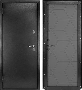 Металлическая дверь Guard Термо MG75 97х205 левая (черное серебро/серый)
