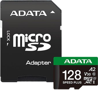 Карта памяти ADATA SPEED PLUS microSDXC 128GB UD128GUI3V30A2SP-RA1 (с адаптером)