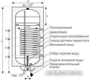 Бойлер косвенного нагрева Galmet Mini Tower SGW(S)140R (w/s) H