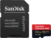Карта памяти SanDisk Extreme PRO SDSQXCY-064G-GN6MA microSDXC 64GB (с адаптером)