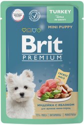 Brit Premium для щенков мини пород индейка с яблоком в соусе 85 г