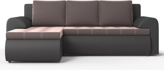 Угловой диван Stolline Ванкувер 08 левый (экокожа черная/велюр коричневый)