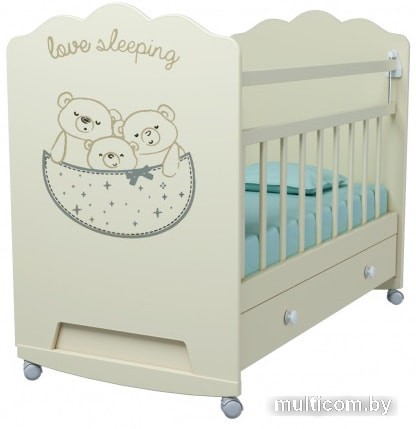 Классическая детская кроватка VDK Love Sleeping маятник с ящиком (слоновая кость)