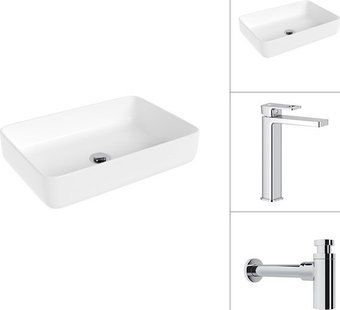 Умывальник Lauter 21487-50 + Cascade 21СК0655C с сифоном 21635CH (хром)