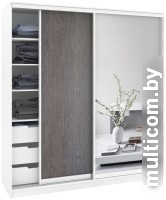 Шкаф-купе Кортекс-мебель Сенатор ШК12 Классика ДСП с зеркалом (белый/береза)