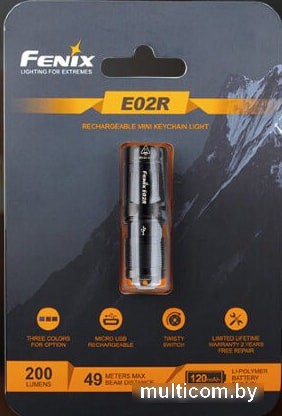Фонарь Fenix E02R Cree XP-G2 S3 (черный)