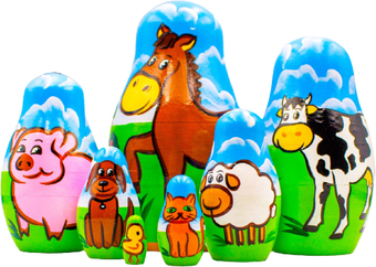 Развивающая игра Брестская Матрешка Матрешки животные фермы (набор 7 шт)