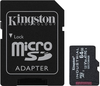 Карта памяти Kingston Industrial microSDHC SDCIT2/64GB 64GB (с адаптером)