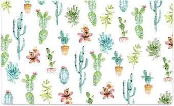 Коврик под миску TarHong Cactus (белый с рисунком)