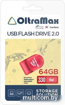 USB Flash OltraMax 330 64GB (красный)