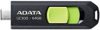 USB Flash ADATA UC300 64GB (черный/зеленый)