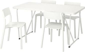 Комплект столовой мебели Ikea Рюдебэкк/Бэккарид/Ян-Инге (белый/белый) 992.298.24