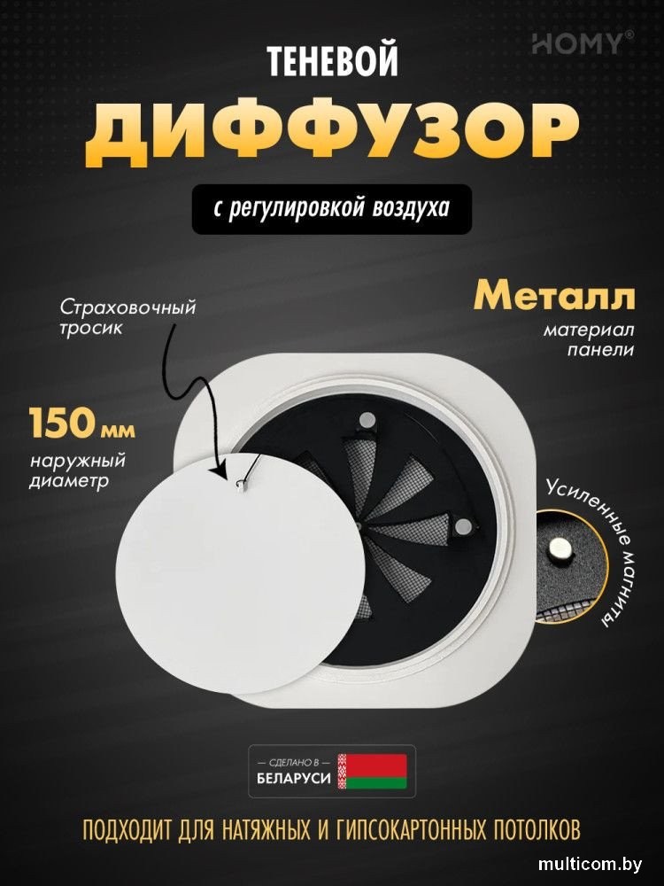 Вентиляционная решетка HOMY AIR круглый A100WR d150 (белая)