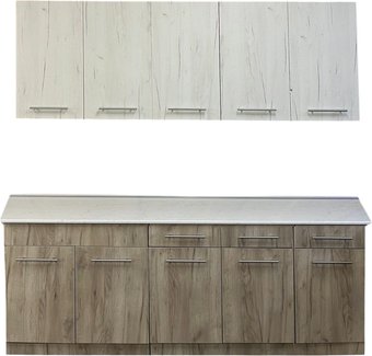 Готовая кухня Поставымебель Поставчанка-3РД 2000ш (дуб крафт белый/дуб крафт серый)