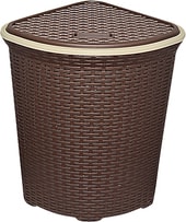 Корзина ВиолетПласт для белья угловая с крышкой 60 л Ротанг (коричневый)