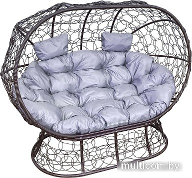 Садовый диван M-Group Лежебока 11190209 (на подставке с коричневым ротангом/серая подушка)