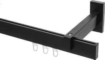 Карниз для штор Sundays Home Флэт Лайн Изи одинарный (составной, заглушка, черный матовый, 3.2 м)