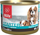 Консервированный корм для собак Blitz Sensitive Starter Индейка с цукини Нежное суфле 0.2 кг