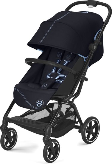 Коляска прогулочная «книга» Cybex Eezy S+ 2 с дождевиком и бампером (BLK ocean blue)
