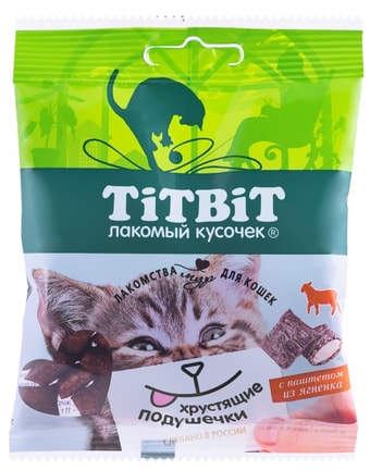 Лакомство для кошек TiTBiT Хрустящие подушечки с паштетом из ягненка 30 г