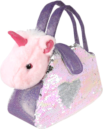 Классическая игрушка Fluffy Family Единорог в сумочке с пайетками 681687
