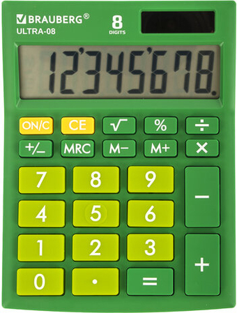 Бухгалтерский калькулятор BRAUBERG Ultra-08-GN 250509 (зеленый)