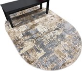 Ковер для жилой комнаты Radjab Carpet Бьянка Овал D056A 8793RK-B (1.2x1.8, Cream Shirink/Vizon Fdy)