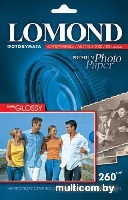 Фотобумага Lomond Суперглянцевая ярко-белая A5 260 г/кв.м. 20 листов (1103104)