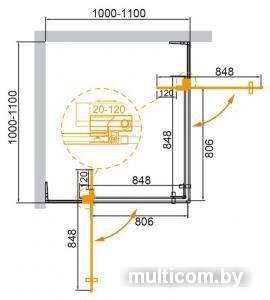 Душевой уголок Cezares SLIDER-A-2-100/110-BR-NERO