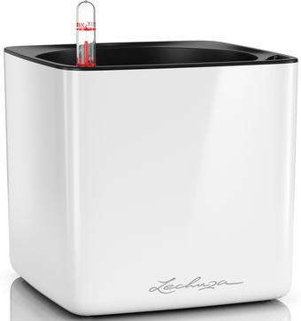 Кашпо Lechuza Cube Glossy 16 13520 (белый)
