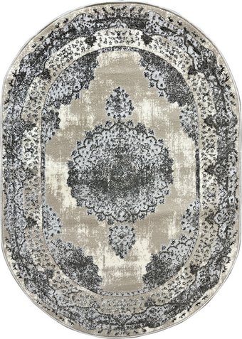 Ковер для жилой комнаты Bossan Rome D074A-GRI-BEJ-OVAL (2x2.9)