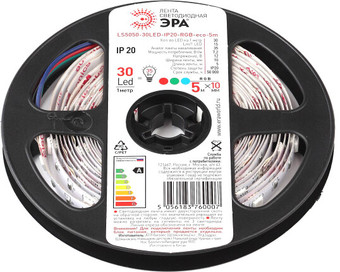 Светодиодная лента ЭРА LS5050-7,2-30-12-RGB-IP20-1year-5m