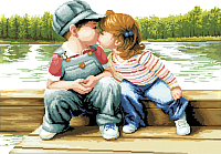 Набор для вышивания Белоснежка Поцелуй у реки 7090-3D