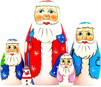 Развивающая игра Брестская Матрешка Дед Мороз (набор 5 шт)