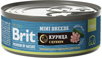 Консервированный корм для собак Brit для собак мелких пород с курицей и цукини 100 г
