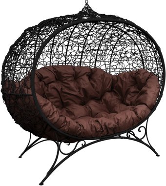Садовый диван M-Group Улей на ножках 11220405 (черный ротанг/коричневая подушка)