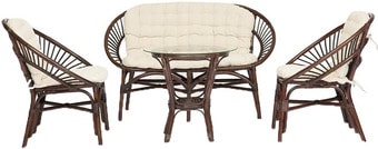 Набор садовой мебели TetChair Turkey (диван/2 кресла/стол со стеклом, coco brown)