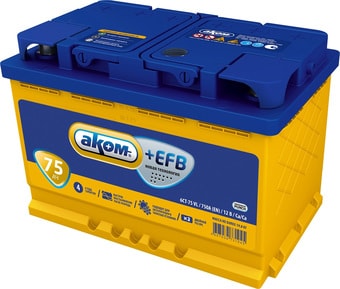 Автомобильный аккумулятор AKOM +EFB 75e (75 А·ч)