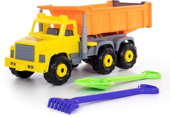 Полесье Супергигант автомобиль-самосвал + лопата и грабли 5557