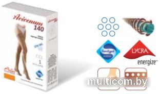 Чулки компрессионные Aries Avicenum 140 плотные с резинкой и закрытым носком 8001 (M, long)