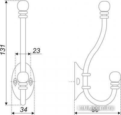 Крючок мебельный Boyard K209ABL.6