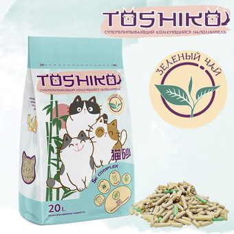 Наполнитель для туалета Toshiko с ароматом зеленый чай 20 л