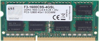 Оперативная память G.Skill 4GB DDR3 SODIMM PC3-12800 F3-1600C9S-4GSL