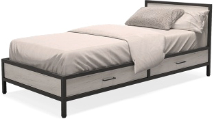 Кровать Millwood Neo Loft КМ-3.1/1 Л (дуб белый Craft/металл черный)