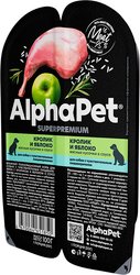 Консервированный корм для собак AlphaPet Superpremium кролик и яблоко мясные кусочки в соусе 211002 100 г