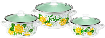 Набор кастрюль КМЗ Лимонный сет-1-Экстра (3 шт, белый)
